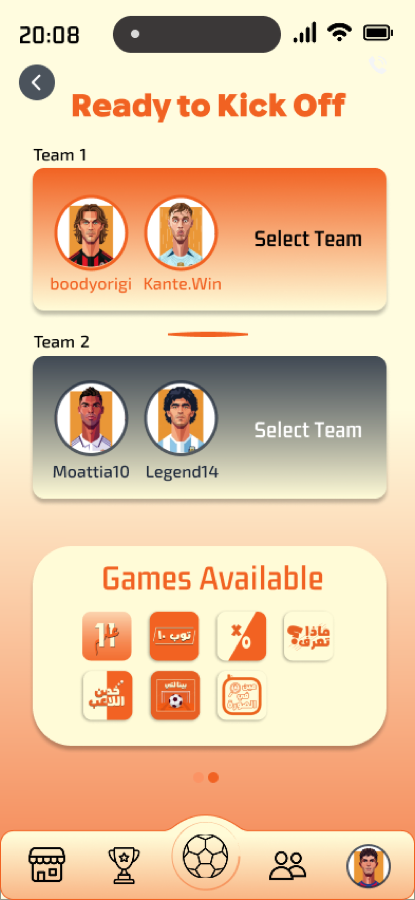 Ready to kick off team selection room with available games